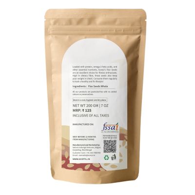 Ecotyl: Flax Seeds - Set of 2 | Unroasted | For Heart and Hair Health | 2 x 200g
