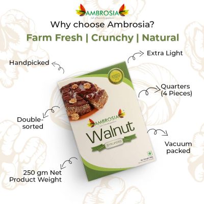 Ambrosia: Walnut Kernels Kashmiri Extra Light Quarter 250g
