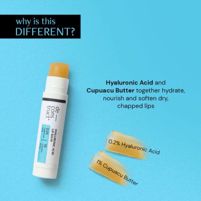 Deconstruct Skincare: Hyaluronic Acid Lip Balm for Dry and Chapped lips - 0.2% Hyaluronic Acid + 1% Cupuacu Butter - 4gm