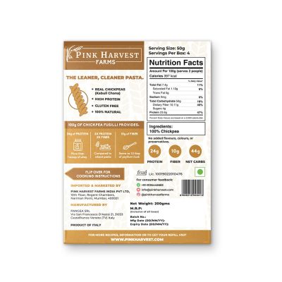 Pink Harvest: 100% Chickpea Fusilli Pasta - 200g