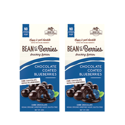 Bean to Chocolatier: Bean to Berries - Chocolate Coated Blueberries - Pack of 2 - 80gm each