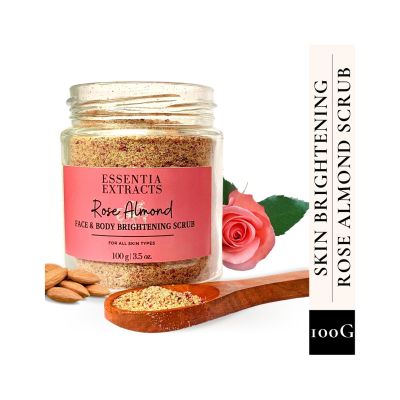 Essentia Extracts: Rose Almond Skin Brightening Scrub, Face & Body -  100gm