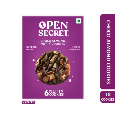 Open Secret: 3 Open Secret Choco Almond Nutty Cookie Boxes - 18 Cookies -225gm