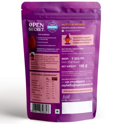 Open Secret: 1 Open Secret Orange Cocoa Nutty Almonds -135gm
