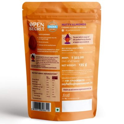 Open Secret: 1 Open Secret Sea Salt Caramel Almonds -135gm