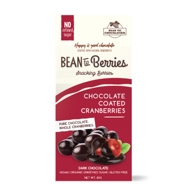 Bean to Chocolatier: Bean to Berries - Chocolate Coated Cranberries - 80g