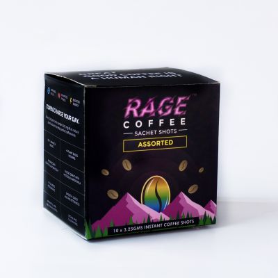 Rage Coffee: Rage Coffee - Assorted - Premium Arabica Instant Coffee - 3.25gm x 10 Sachet Shots
