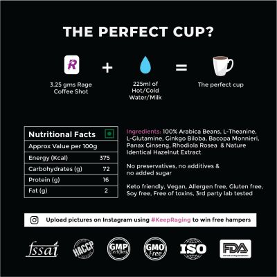 Rage Coffee: Rage Coffee - Irish Hazelnut - Premium Arabica Instant Coffee - 3.25gm x 10 Sachet Shots