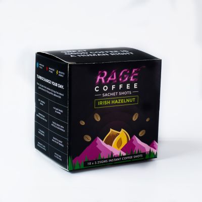 Rage Coffee: Rage Coffee - Irish Hazelnut - Premium Arabica Instant Coffee - 3.25gm x 10 Sachet Shots