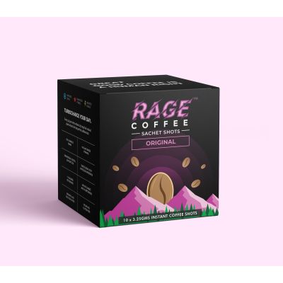 Rage Coffee: Rage Coffee - Original Blend - Premium Arabica Instant Coffee - 3.25gm x 10 Sachet Shots