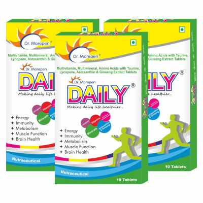 Dr. Morepen: Daily Multivitamin Tablets for Women & Men, Multivitamins & Minerals Supplement - 10 Veg Tablets Pack of 3
