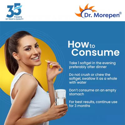 Dr. Morepen: Omega 3 Deep Sea Fish Oil Triple Strength for Healthy Heart, Brain & Joints, 1250mg with 900mg DHA & EPA - 60 Softgels Pack of 2