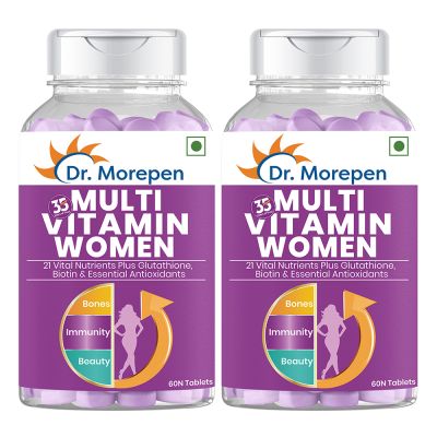 Dr. Morepen: Multivitamins for Women with Calcium & Herbal Extracts for Energy & Immunity Boost - 60 Veg Tablets Pack of 2