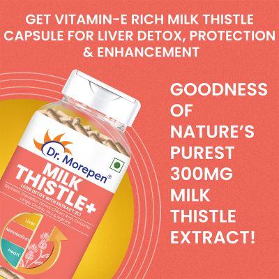 Dr. Morepen: Milk Thistle+ for Liver Detox, Protection & Enhancement - 60 Veg Capsules Pack of 2