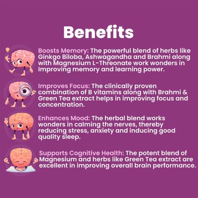 Dr. Morepen: Memory Booster Tablets with Ginko Biloba, Ashwagandha & Brahmi for Brain Health - 60 Veg Tablets Pack of 2