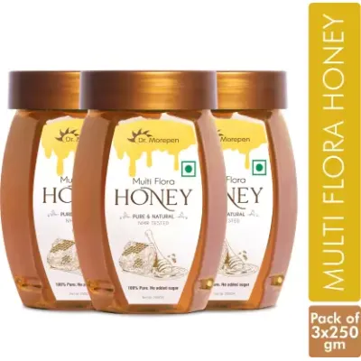 Dr. Morepen: Natural & Pure Multi Flora Honey NMR Tested - 250gm Pack of 3
