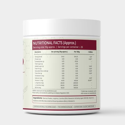 Rooted Active Naturals: Power Beets ( 250 g) - Organic Beet root powder with L arginine, L Carnitine, BCAA, Reservatrol & Stevia | Heart, Endurance, Nitric oxide booster |
