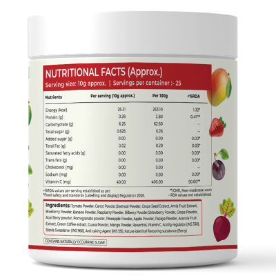 Rooted Active Naturals: Super Reds health drink ( 250 g, 21 nutritious fruits, berries & Stevia) | Rich in antioxidants, flavonoids & polyphenols | Heart, Circulation health, Energy & Vitality