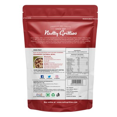 Nutty Gritties: Cranberries Dried & Whole Healthy Snack - 200g