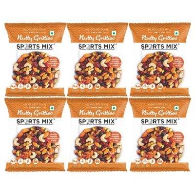 Nutty Gritties: Sports Mix, Roasted Almonds, Cashews, Pistachios, Dried Blueberries, Cranberries and Raisins - 180g (6 Pack of 30g each)
