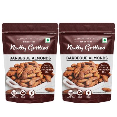 Nutty Gritties: Barbeque Almonds, Dry Roasted Non Fried and Zero Oil - 400g (2 Pack of 200g each)