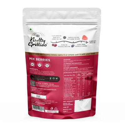 Nutty Gritties: Mix Berries - Dried Cranberries, Blueberries, Strawberries, Black Currants - 400g (2 Pack of 200g each)