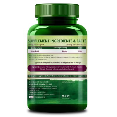 Vlado's Himalayan Organics: Plant-Based Vitamin K2 Supplement Supports Stronger Bone & Heart Health - 120 Veg Capsules