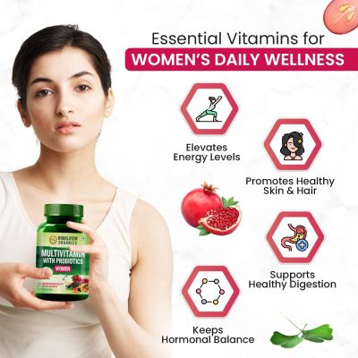 Vlado's Himalayan Organics: Multivitamin with Probiotics for Women | 120 Veg Tabs | 60 + Natural Extracts, Essential Vitamins & Minerals |Vitamin D3, B12, Calcium, Curcumin & Biotin
