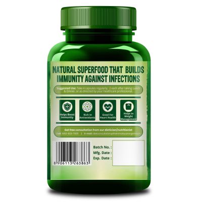 Vlado's Himalayan Organics: Spirulina 2000mg Supplement | Green Food For Good Health Weight Management And Immunity Booster | Helps In Healthy Heart - 60 Vegetarian Capsules