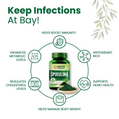 Vlado's Himalayan Organics: Spirulina 2000mg Supplement | Green Food For Good Health Weight Management And Immunity Booster | Helps In Healthy Heart - 60 Vegetarian Capsules