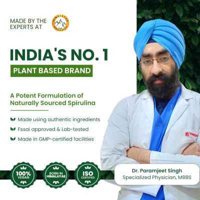 Vlado's Himalayan Organics: Spirulina 2000mg Supplement | Green Food For Good Health Weight Management And Immunity Booster | Helps In Healthy Heart - 60 Vegetarian Capsules