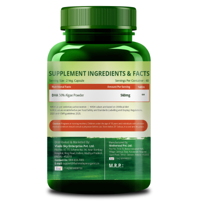 Vlado's Himalayan Organics: Vegan Omega 3 6 9 with DHA (560mg) for Healthy Heart, Joints & Eyes for Men & Women - 60 veg capsules