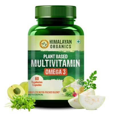 Vlado's Himalayan Organics: Vegan Omega-3 Capsules with Multivitamin, EPA, DHA, B1,B2,B3,B5,B7,B9,B9,B12,C,D3,K2, 25+ Ingredients for Energy, Immunity, Heart, Bone & Joints Support - 60 veg capsules