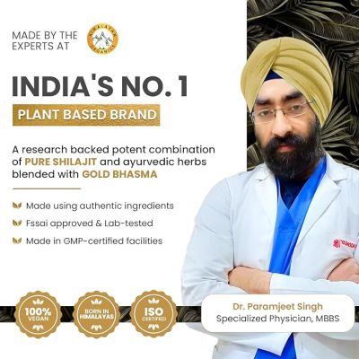 Vlado's Himalayan Organics: Pure Shilajit 24 carat Gold with Ashwagandha, Safed musli, Kaunch beej , Gokshura Swarna & Rajat Bhasma +10 more Ayurvedic herbs - -Boost Stamina, Strenght, Energy Power, Build Muscle Mass - 60 Veg Capsules