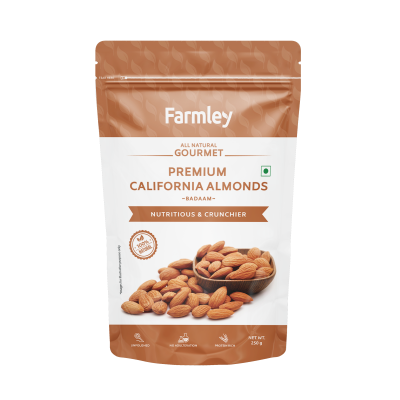 Farmley: Premium California Almonds Farmley Standee Pouch Pack of 2(250g each)