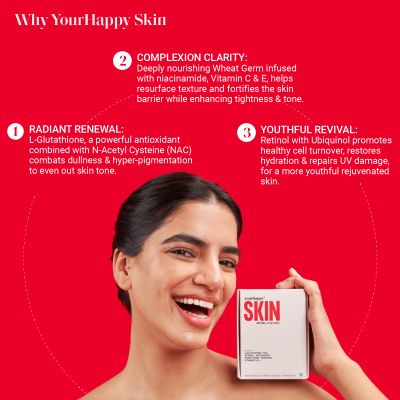 YourHappyLife: Skin Capsules with Activated L- Glutathione, NAC, Niacinamide & Retinol for Smooth, Radiant & Clear Complexion- 60 Capsules.