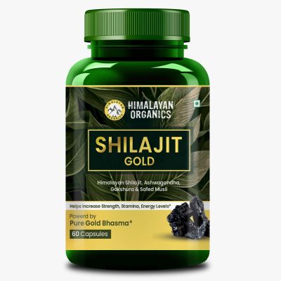 Vlado's Himalayan Organics: Pure Shilajit 24 carat Gold with Ashwagandha, Safed musli, Kaunch beej , Gokshura Swarna & Rajat Bhasma +10 more Ayurvedic herbs - -Boost Stamina, Strenght, Energy Power, Build Muscle Mass - 60 Veg Capsules