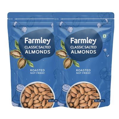Farmley: Roasted & Salted Almonds Farmley Standee Pouch Pack of 2 (200g each)
