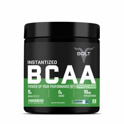 Bolt Nutrition: Nutrition BCAA 2:1:1 - 5g Vegan BCAAs, Pre/Intra/Post Workout - 240g, 30 Servings,Blueberry Blast