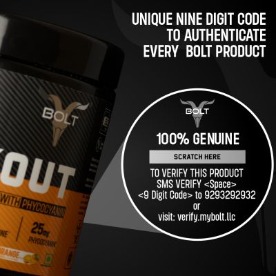Bolt Nutrition: Pre Workout Supplement With Caffeine, Citrulline Malate, B-Alanine, Taurine | For Explosive Energy, Pump & Focus |Tangy Orange