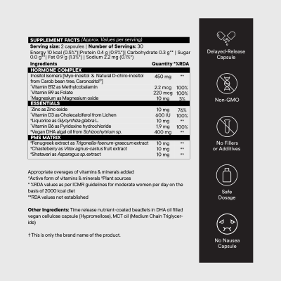 Wellbeing Nutrition: Slow PCOS Supplement for Women, Caronositol, Myo-inositol, Vitamins, Balance Hormones, Regularize Periods 60 Capsules