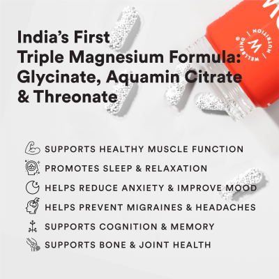 Wellbeing Nutrition: Slow Triple Magnesium Complex with Glycinate, Aquamin® Citrate & Threonate - 1000mg - 60 Veg Capsules