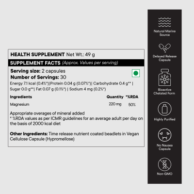 Wellbeing Nutrition: Slow Triple Magnesium Complex with Glycinate, Aquamin® Citrate & Threonate - 1000mg - 60 Veg Capsules