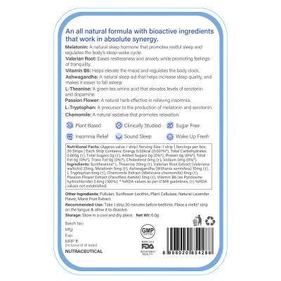 Wellbeing Nutrition: Melts Restful Sleep | Plant-Based Melatonin 5mg for Deep Sleep, Stress Relief - 30 Oral Strips