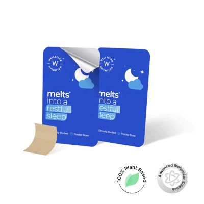Wellbeing Nutrition: Melts Restful Sleep | Plant-Based Melatonin 5mg for Deep Sleep, Stress Relief - 30 Oral Strips