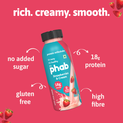 Phab: Protein Milkshake Strawberries & Cream - Pack of 6 x 200ml