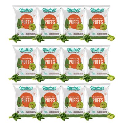 Timios: Spinach & Lime - Puffs -360 gm (Pack of 12)