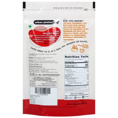Urban Platter: Healthy Bowl American Sliced Cranberry - 250gm