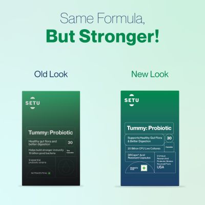 SETU: Tummy Probiotic - 30 Capsules (Pack of 3) | 9 strains with 20 Billion CFUs, Naturally Fermented Probiotics Lactobacillus & Bifidobacterium, Better Immunity, Gut Health, Reduced Gas