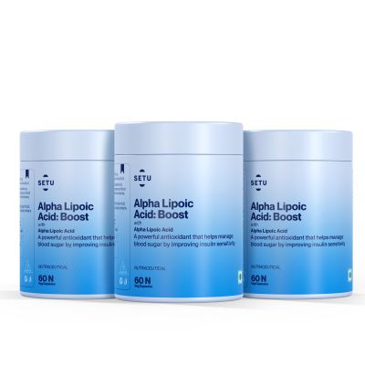 SETU: Alpha Lipoic Acid 300 mg - 60 Veg Tablets (Pack of 3) | Max Absorption, Boost Liver Function, Healthy Blood Sugar, Boost Energy Level, Pure & Potent Antioxidant